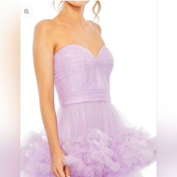 Mac Duggal 68490 Strapless Ruffle Tulle Tiered Gown NWT sz 12 Orchid Purple - Picture 3 of 6